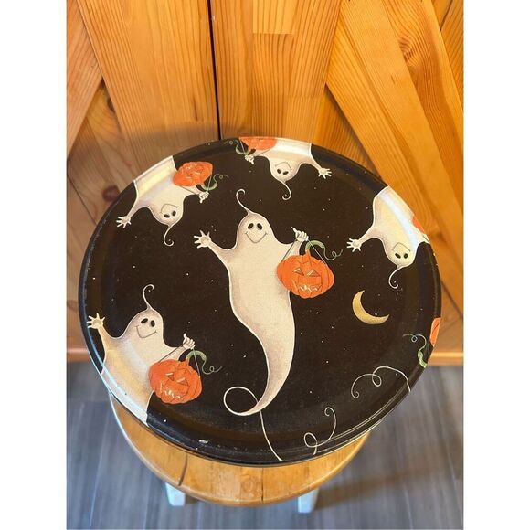 Vintage The POPCORN FACTORY Metal Tin Halloween Ghosts - Picture 5 of 8